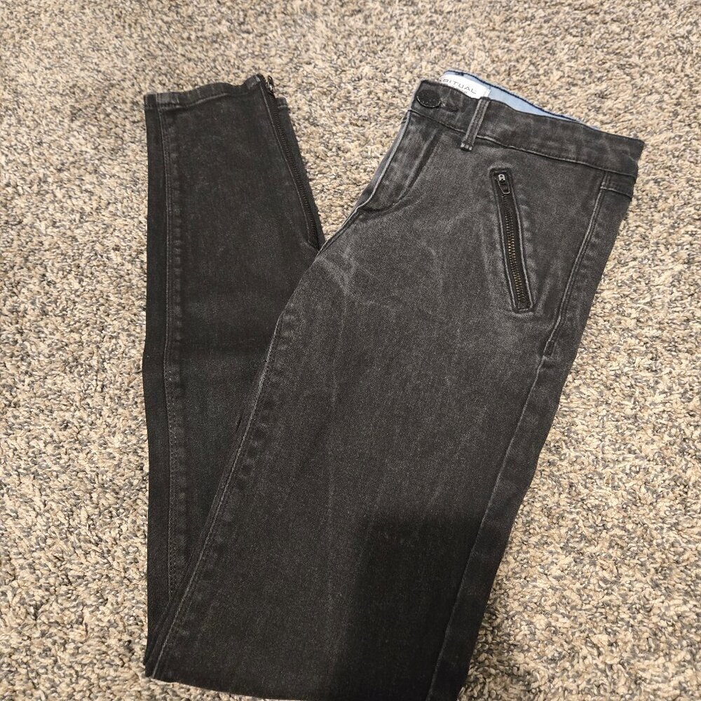 Habitual Amalia High Rise Zip Skinny Jeans Black 26